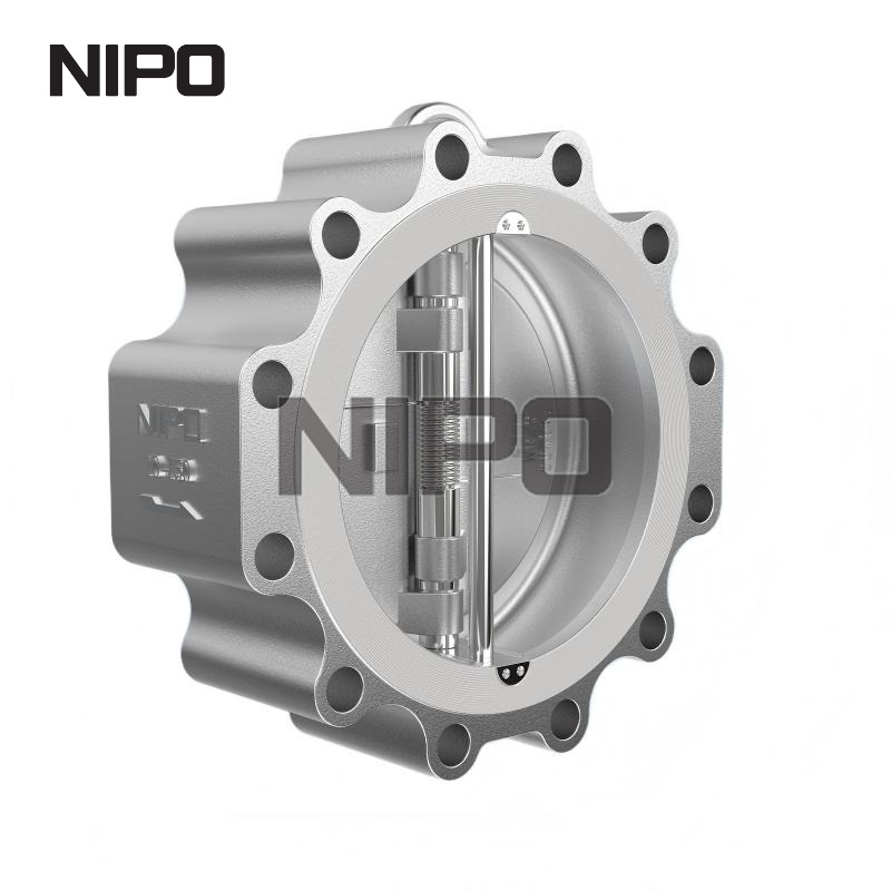 Válvula de retenção de giro de disco duplo tipo talão de corpo fundido 