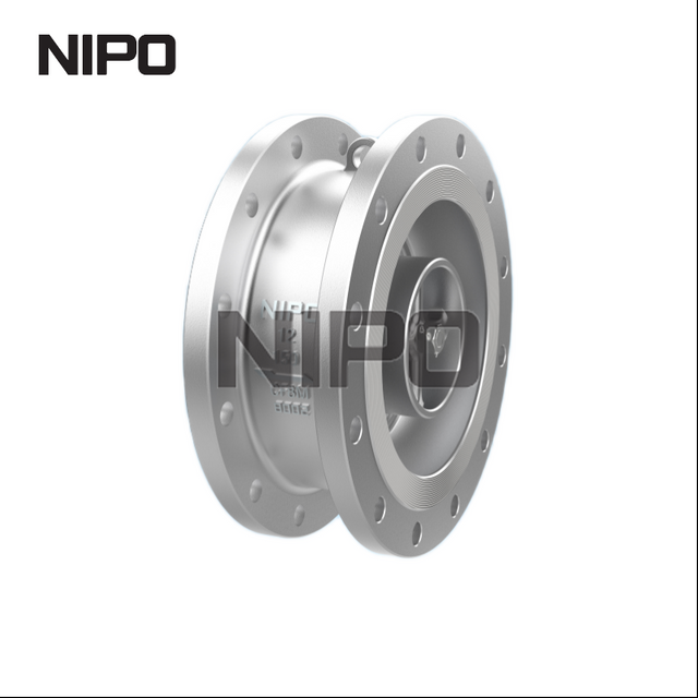 V&aacute;lvula de reten&ccedil;&atilde;o de fluxo axial de flange dupla, corpo em a&ccedil;o carbono, categoria industrial